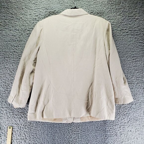 Laura Scott Jacket Women 18W Tan Classic Linen Blend Single-Breasted Blazer - Picture 7 of 8